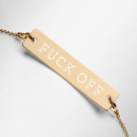 Fuck Off - Engraved Bar Necklace - MurderSheBought