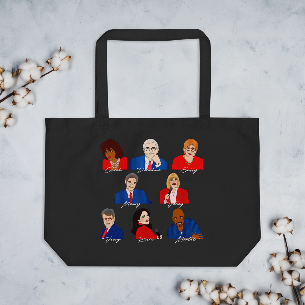 90's Talk Show Hosts - Large Tote Bag - MurderSheBought