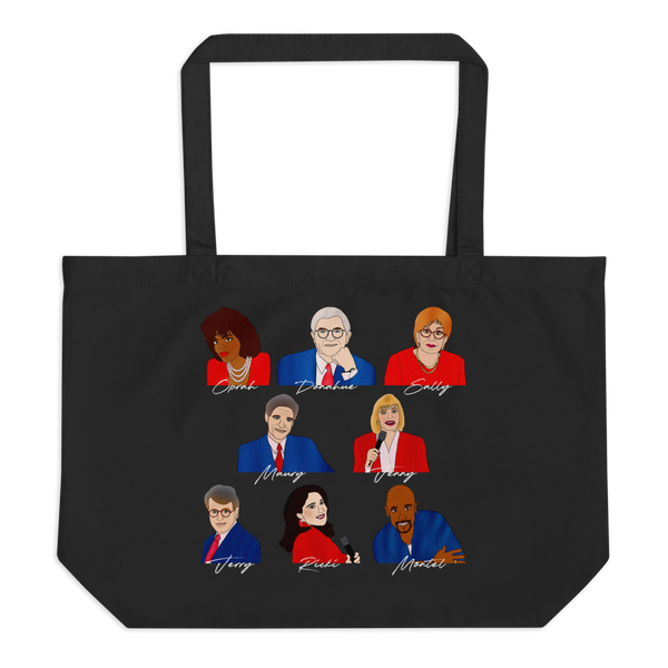 90's Talk Show Hosts - Large Tote Bag - MurderSheBought