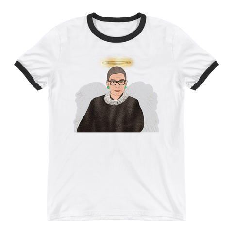 Ruth Bader Ginsburg - Guardian Angel - Ringer T-Shirt - MurderSheBought