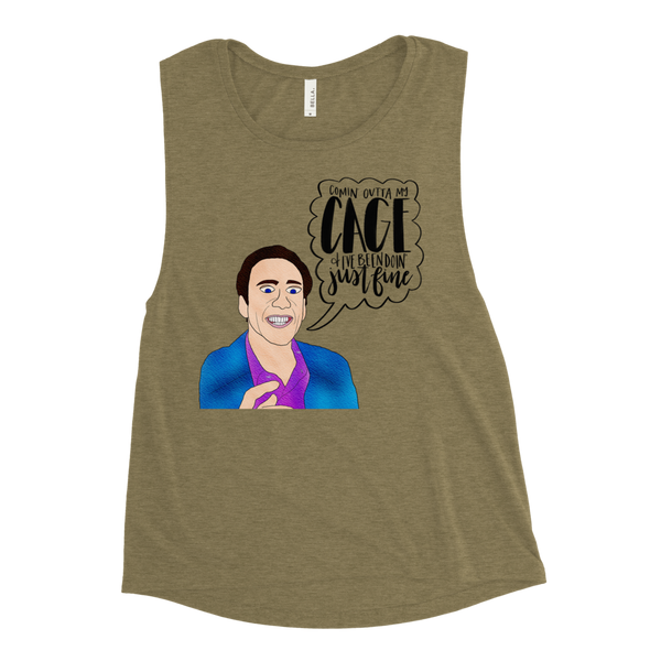 Nicolas Cage - Ladies’ Muscle Tank - MurderSheBought